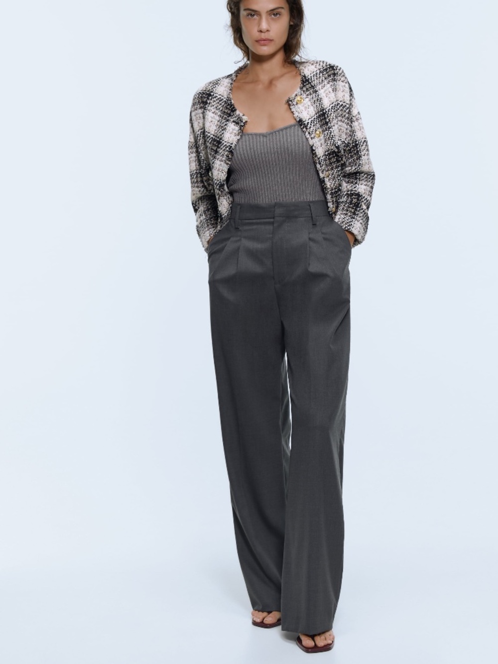 Wool high waisted wide legged “into the classics” by Zara pleated pant